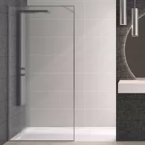Paroi Solo Design+ 100cm verre flute profilé gauche Inox brossé  - KINEDO Réf. PA8242IFLTEG