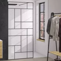 Paroi Solo Design+ 100cm verre mondrian profilé Noir mat  - KINEDO Réf. PA8242NMMDNE