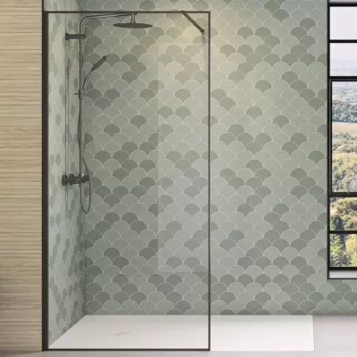 Paroi Solo Design+ 100cm verre transparent profil� Graphite bross�  - KINEDO R�f. PA8242GTNE