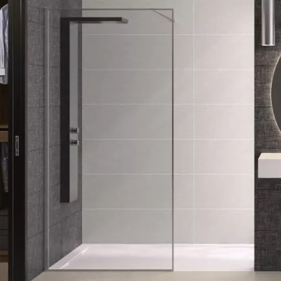 Paroi Solo Design+ 100cm verre transparent profil� Inox bross�  - KINEDO R�f. PA8242ITNE