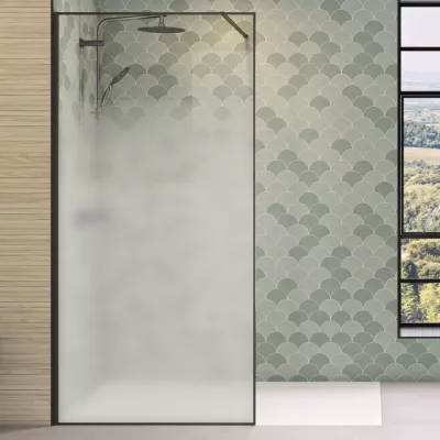 Paroi Solo Design+ 120cm verre cosmos profil� gauche Graphite bross� - KINEDO R�f. PA8243GCOXEG