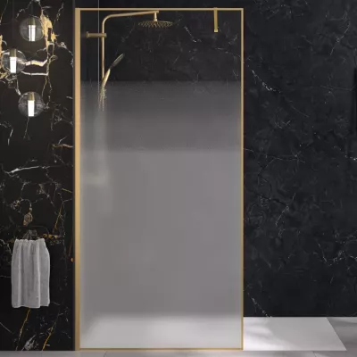 Paroi Solo Design+ 120cm verre cosmos profil� gauche Or bross� - KINEDO R�f. PA8243DCOXEG