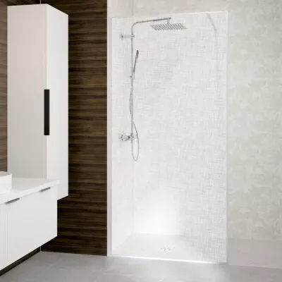 Paroi Solo Design+ 120cm verre tissage profil� Blanc grain� - KINEDO R�f. PA8243BGTSGE