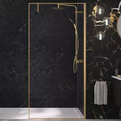 Paroi Solo Design+ 120cm verre transparent profil� Or bross� - KINEDO R�f. PA8243DTNE