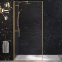 Paroi Solo Design+ 140cm verre flute profilé gauche Or brossé - KINEDO Réf. PA8244DFLTEG