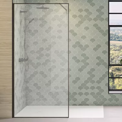 Paroi Solo Design+ 140cm verre tissage profil� Graphite bross� - KINEDO R�f. PA8244GTSGE