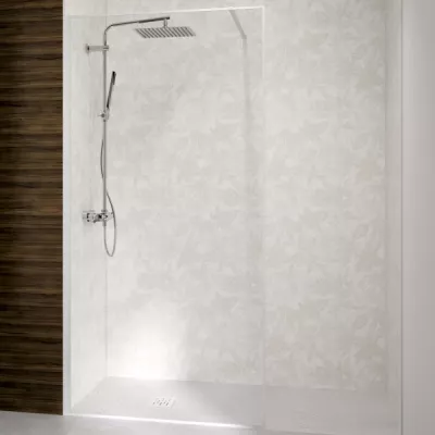 Paroi Solo Design+ 80cm verre transparent profil� Blanc grain� - KINEDO R�f. PA8240BGTNE