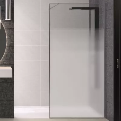 Paroi Solo Design+ 90cm verre cosmos profil� droite Inox bross� - KINEDO R�f. PA8241ICOXED