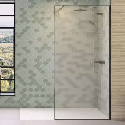 Paroi Solo Design+ 90cm verre flute profil� droite Graphite bross�  - KINEDO R�f. PA8241GFLTED