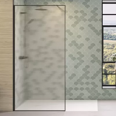 Paroi Solo Design+ 90cm verre flute profil� gauche Graphite bross� - KINEDO R�f. PA8241GFLTEG