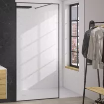 Paroi Solo Design+ 90cm verre transparent profilé Noir mat - KINEDO Réf. PA8241NMTNE