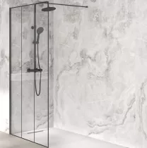 Paroi Walk-in Premium Solo Design 100cm verre atelier profilé Noir mat  - KINEDO Réf. PA8262NMATLE