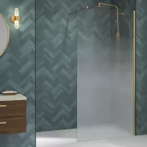 Paroi Walk-in Premium Solo Design 100cm verre cosmos XL profilé Or brossé - KINEDO Réf. PA8262DCOXE