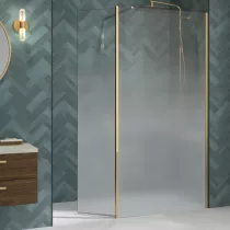Paroi Walk-in Premium Solo Design 100cm verre cosmos XL profilé Or brossé - KINEDO Réf. PA8262DCOXE