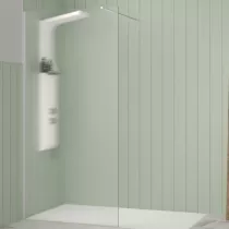 Paroi Walk-in Premium Solo Design 100cm verre flûte profilé Blanc grainé  - KINEDO Réf. PA8262BGFLTE