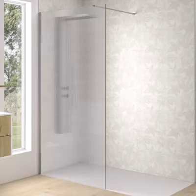 Paroi Walk-in Premium Solo Design 100cm verre flute profil� Inox bross� - KINEDO R�f. PA8262IFLTE