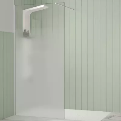 Paroi Walk-in Premium Solo Design 120cm verre cosmos XL profil� Blanc grain�  - KINEDO R�f. PA8263BGCOXE