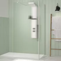Paroi Walk-in Premium Solo Design 120cm verre flute profilé Inox brossé - KINEDO Réf. PA8263IFLTE