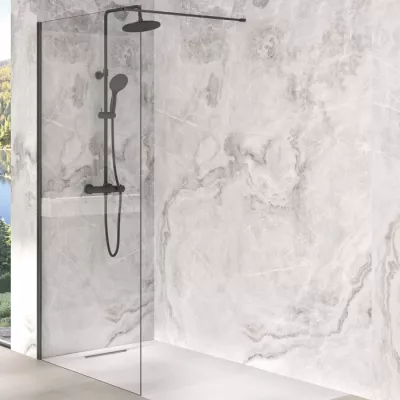 Paroi Walk-in Premium Solo Design 120cm verre transparent profil� Graphite bross� - KINEDO R�f. PA8263GTNE