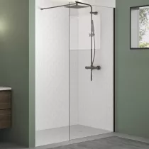 Paroi Walk-in Premium Solo Design 120cm verre transparent profilé Noir mat - KINEDO Réf. PA8263NMTNE