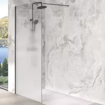 Paroi Walk-in Premium Solo Design 140cm verre cosmos XL profilé Graphite brossé - KINEDO Réf. PA8264GCOXE