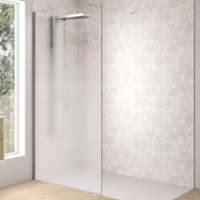 Paroi Walk-in Premium Solo Design 140cm verre cosmos XL profil� Inox bross�  - KINEDO R�f. PA8264ICOXE