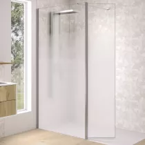 Paroi Walk-in Premium Solo Design 140cm verre cosmos XL profilé Inox brossé  - KINEDO Réf. PA8264ICOXE