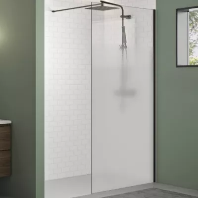 Paroi Walk-in Premium Solo Design 140cm verre cosmos XL profil� Noir mat  - KINEDO R�f. PA8264NMCOXE