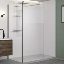 Paroi Walk-in Premium Solo Design 140cm verre flute profilé Graphite brossé - KINEDO Réf. PA8264GFLTE