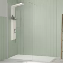 Paroi Walk-in Premium Solo Design 140cm verre transparent profilé Blanc grainé  - KINEDO Réf. PA8264BGTNE