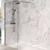Paroi Walk-in Premium Solo Design 140cm verre transparent profilé Graphite brossé - KINEDO Réf. PA8264GTNE