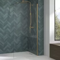 Paroi Walk-in Premium Solo Design 140cm verre transparent profilé Or brossé - KINEDO Réf. PA8264DTNE
