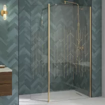 Paroi Walk-in Premium Solo Design 80cm verre art déco profilé Or brossé  - KINEDO Réf. PA8260DARTE