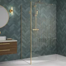 Paroi Walk-in Premium Solo Design 80cm verre art déco profilé Or brossé  - KINEDO Réf. PA8260DARTE