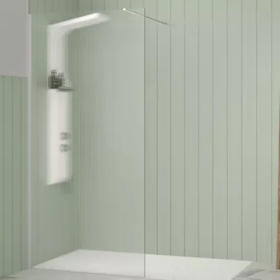 Paroi Walk-in Premium Solo Design 80cm verre fl�te profil� Blanc grain�  - KINEDO R�f. PA8260BGFLTE