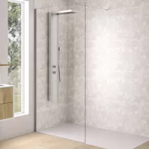 Paroi Walk-in Premium Solo Design 80cm verre transparent profilé Inox brossé - KINEDO Réf. PA8260ITNE