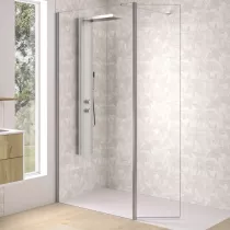 Paroi Walk-in Premium Solo Design 80cm verre transparent profilé Inox brossé - KINEDO Réf. PA8260ITNE