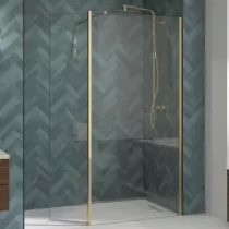 Paroi Walk-in Premium Solo Design 90cm verre transparent profilé Or brossé - KINEDO Réf. PA8261DTNE
