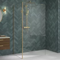 Paroi Walk-in Premium Solo Design 90cm verre transparent profilé Or brossé - KINEDO Réf. PA8261DTNE