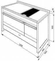 Piano de cuisson  mixte Opéra 120cm Four multifonction catalyse 77l + four 40l / 6 foyers gaz Inox - SMEG Réf. A381