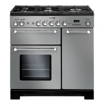 Piano de cuisson 90cm Kitchener 2 fours + 1 grill / 5 foyers gaz Inox / Chromé - Falcon Réf. KCH90DFSS/C-EU