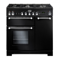 Piano de cuisson 90cm Kitchener 2 fours + 1 grill / 5 foyers gaz Noir / Chromé - Falcon Réf. KCH90DFBL/C-EU