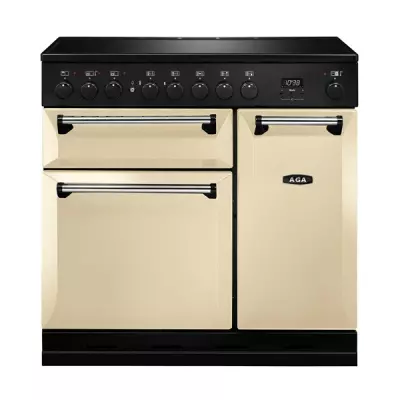 Piano de cuisson 90cm Master Chef Deluxe 2 fours + grill / 5 foyers induction Cr�me - AGA R�f. MDX90EICRM