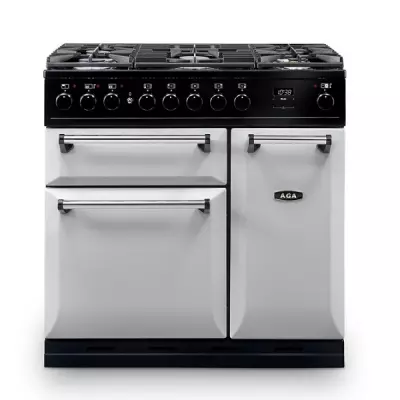 Piano de cuisson 90cm Master Chef Deluxe mixte 2 fours / 5 foyers gaz Gris Perle - AGA R�f. MDX90DFPAS / -EU