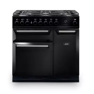 Piano de cuisson 90cm Master Chef Deluxe mixte 2 fours / 5 foyers gaz Noir - AGA R�f. MDX90DFBLK/-EU