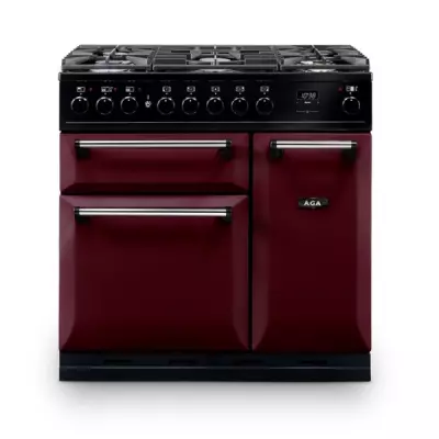 Piano de cuisson 90cm Master Chef Deluxe mixte 2 fours / 5 foyers gaz Rouge Airelle - AGA R�f. MDX90DFCBY / -EU