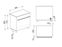 Piano de cuisson Classica 90cm 1 four électrique Vapor Clean / 5 foyers induction Noir mat - SMEG Réf. C9IMMB2