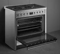 Piano de cuisson Classica Opera 90cm four VaporClean A+ / 6 foyers gaz Inox - SMEG Elite R&eacute;f. A90G001PX
