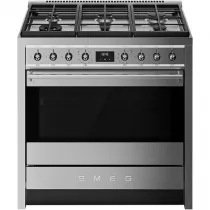 Piano de cuisson Classica Opera 90cm four VaporClean A+ / 6 foyers gaz Inox - SMEG Elite R&eacute;f. A90G001PX