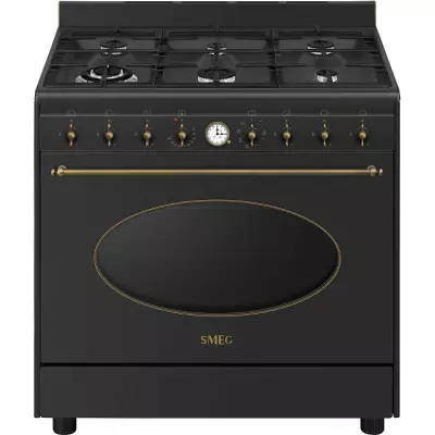 Piano de cuisson Coloniale 90cm 1 four Vapor Clean / 6 br�leurs gaz Anthracite - SMEG R�f. CO90GMAN2